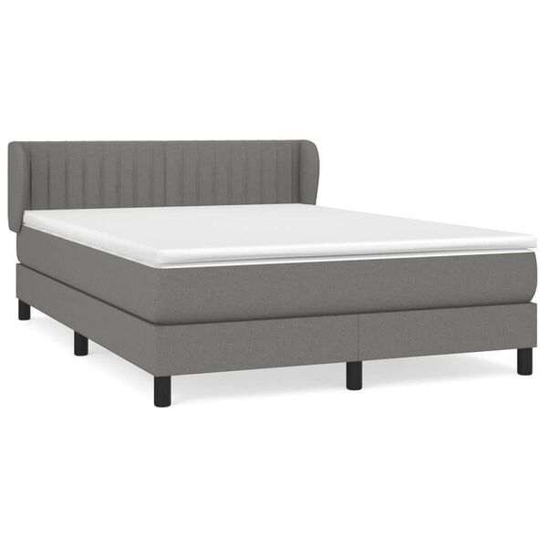 vidaXL Cama box spring con colch&oacute;n tela gris oscuro 140x190 cm