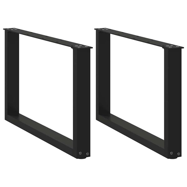 vidaXL Patas para mesa de centro en forma de U (2 unidades), color negro, 60 x (42-43) cm, acero