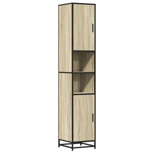 vidaXL Armario de ba&ntilde;o madera y metal roble Sonoma 35x37,5x188,5 cm