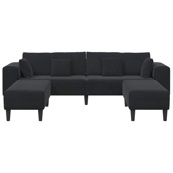 vidaXL Sof&aacute; 3 pcs Negro 250 x 188 x 76 cm Terciopelo