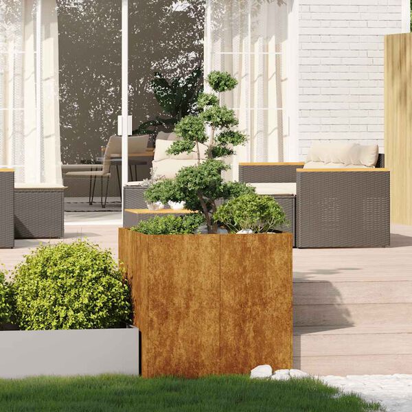 vidaXL Jardinera oxidada 80x80x80 cm acero corten
