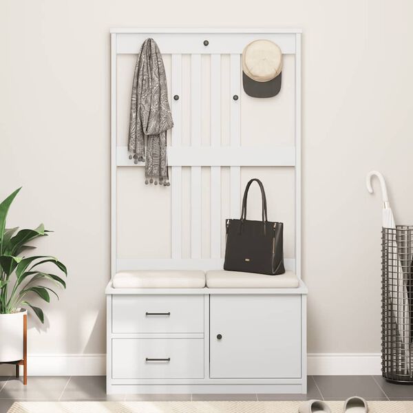 vidaXL Perchero de entrada SANDNES madera pino blanco 87x40x159,5 cm