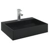 vidaXL Lavabo de fundición de mineral/mármol negro mate 50x38x11 cm