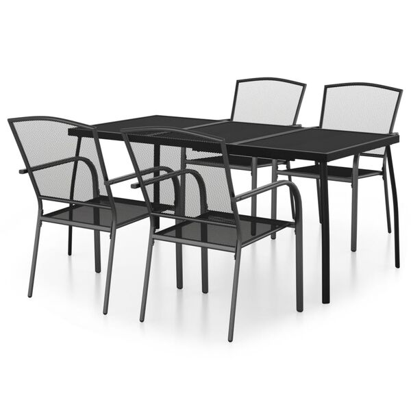 vidaXL Juego de comedor de jardín 5 piezas acero gris antracita