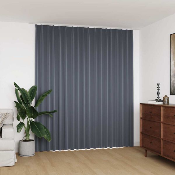 vidaXL Cortina opaca con ganchos gris 290x245 cm