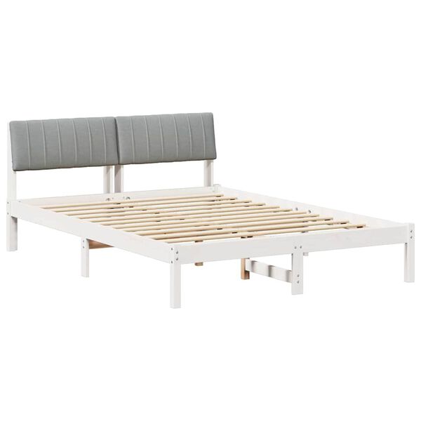 vidaXL Estructura de cama con cabecera y gris claro 135 x 190 cm