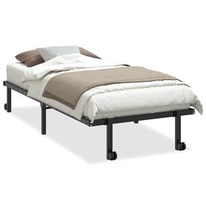 vidaXL Estructura de cama sin colch&oacute;n plegable negro acero 90x190 cm