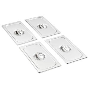 vidaXL Tapas para bandejas Gastronorm 1/3 acero inoxidable 4 unidades
