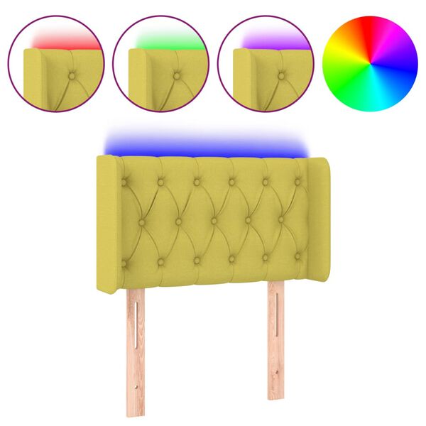 vidaXL Cabecero con LED de tela verde 83x16x78/88 cm