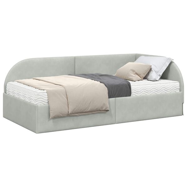 vidaXL Estructura de Cama Esquina con Colch&oacute;n Manual 2 pcs Gris claro