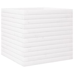 vidaXL Jardinera de madera maciza de pino blanca 50x50x46 cm