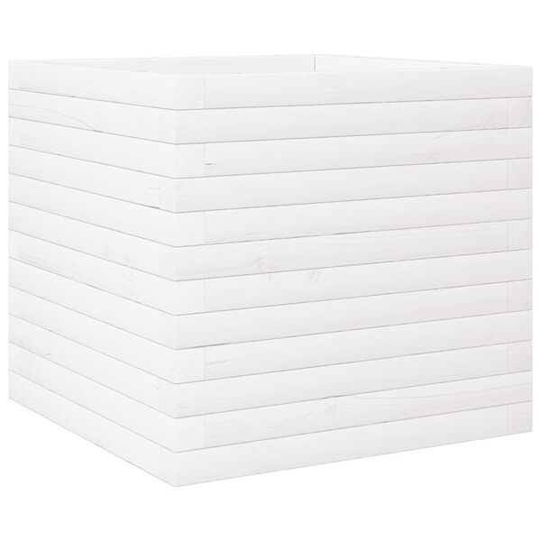 vidaXL Jardinera de madera maciza de pino blanca 50x50x46 cm