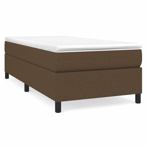 vidaXL Cama box spring con colch&oacute;n tela marr&oacute;n oscuro 100x200 cm