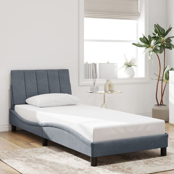 vidaXL Estructura de cama sin colchón Hanko terciopelo gris oscuro 80x200 cm