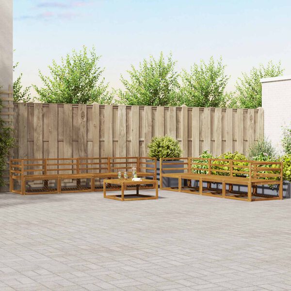 vidaXL Conjunto de sof&aacute;s de exterior con coj&iacute;n 9 pcs Natural y Crema