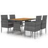 vidaXL Juego de comedor de jard&iacute;n 5 piezas rat&aacute;n sint&eacute;tico gris