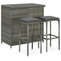 vidaXL Set mesa y sillas de bar jardín 3 piezas ratán sintético gris