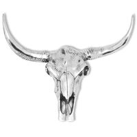 vidaXL Cráneo de toro decorativo de pared aluminio plateado