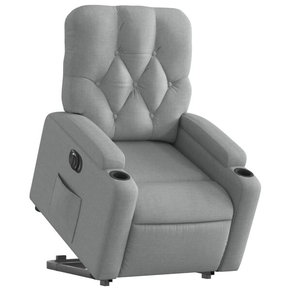 vidaXL Sill&oacute;n el&eacute;ctrico reclinable elevable de tela gris claro
