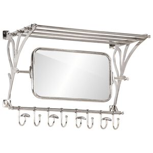 vidaXL Soporte de equipaje con perchas y espejo de pared aluminio