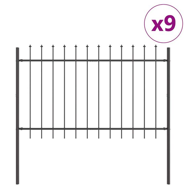 vidaXL Valla de Jard&iacute;n 9 pcs Gris 15,3 x 0,8 m