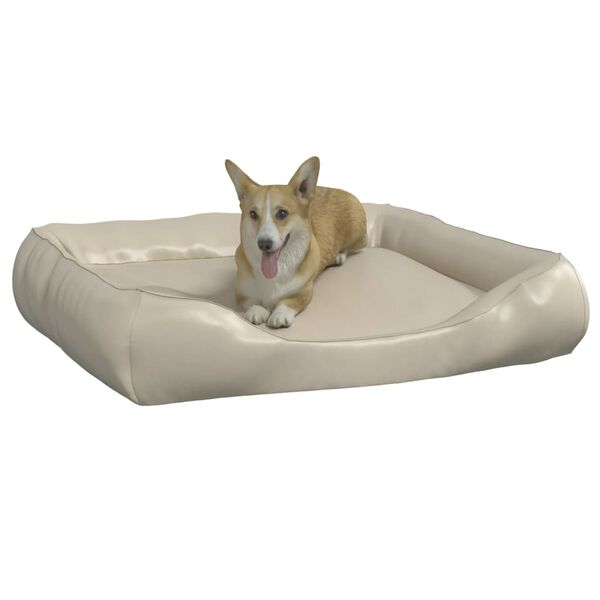 vidaXL Cama para perros de cuero sint&eacute;tico beige 120x100x27 cm