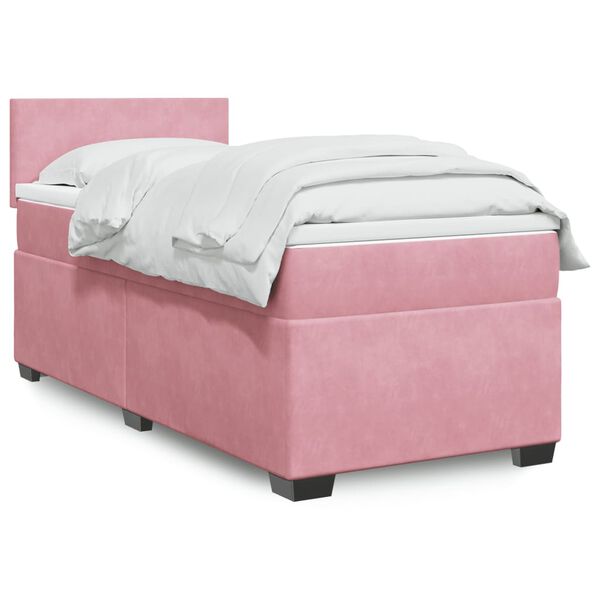 vidaXL Cama box spring con colch&oacute;n terciopelo rosa 90x190 cm