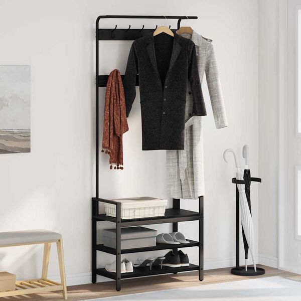 vidaXL Perchero Roble Negro 75 x 34 x 184 cm Madera de ingeniería