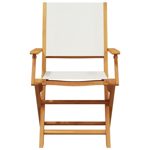 vidaXL Set de comedor de jard&iacute;n 5 pzas tela madera maciza blanco crema