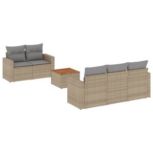 vidaXL Juego de sof&aacute;s jard&iacute;n con cojines 6 pzas rat&aacute;n sint&eacute;tico beige