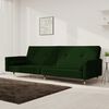 vidaXL Sof&aacute; cama de 2 plazas con dos almohadas terciopelo verde oscuro