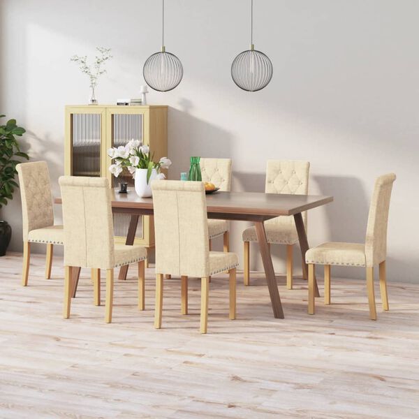 vidaXL Sillas de comedor 6 unidades tela color crema