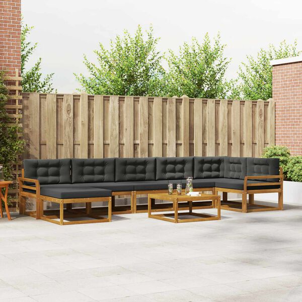 vidaXL Conjunto de sof&aacute;s de exterior 8 pcs Natural y Antracita