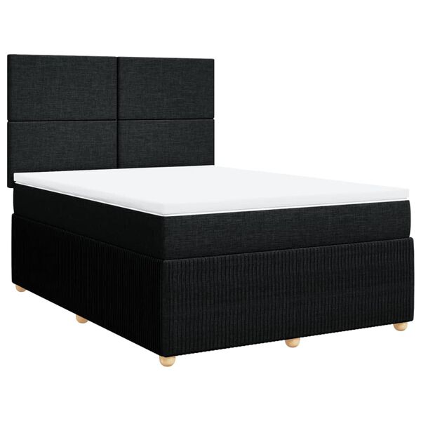 vidaXL Cama box spring con colch&oacute;n tela negro 140x190 cm
