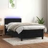 vidaXL Cama box spring colch&oacute;n y LED terciopelo negro 80x200 cm