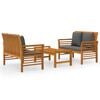 vidaXL Set de muebles para jard&iacute;n 3 piezas con cojines madera acacia