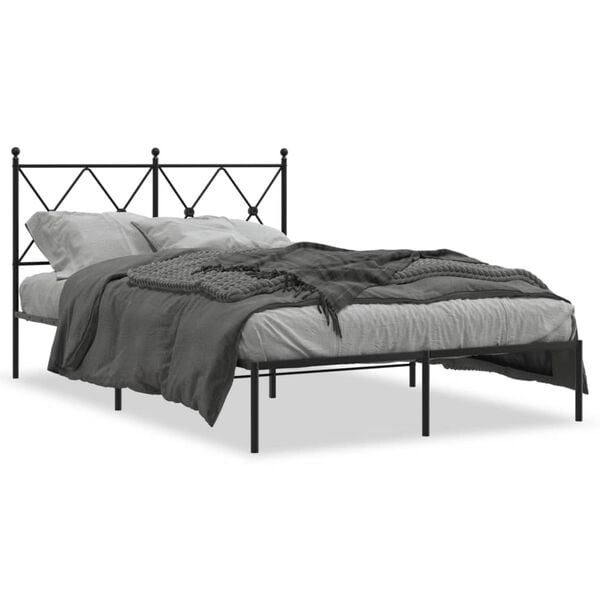 vidaXL Estructura cama sin colch&oacute;n con cabecero metal negro 120x200 cm