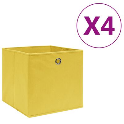vidaXL Cajas de almacenaje 4 uds tela no tejida amarillo 28x28x28 cm