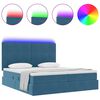 vidaXL Cama con tira de luces LED Azul Oscuro 180 x 200 cm Terciopelo