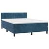 vidaXL Cama box spring colch&oacute;n y LED terciopelo azul oscuro 140x200 cm