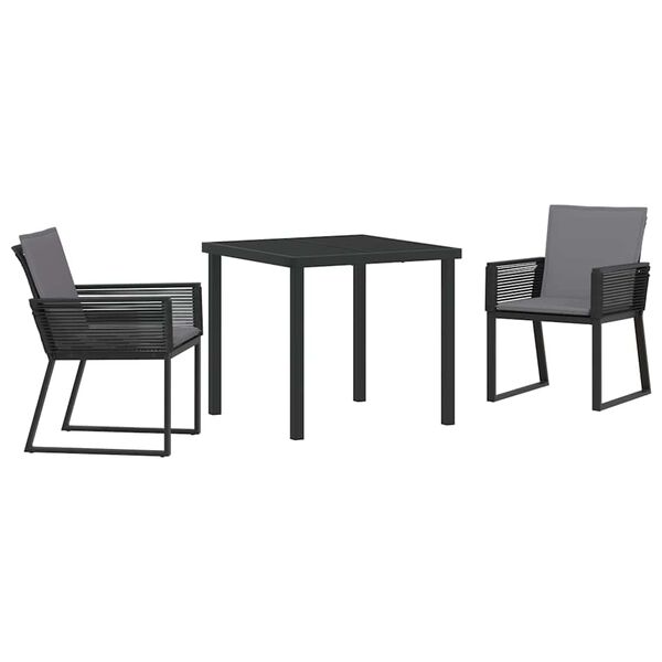 vidaXL Conjunto de Comedor de Jard&iacute;n 3 pcs Negro