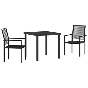 vidaXL Conjunto de Comedor de Jard&iacute;n 3 uds. Negro