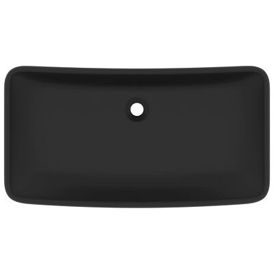 vidaXL Lavabo de lujo de cerámica rectangular negro mate 71x38 cm