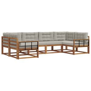 vidaXL Conjunto de sof&aacute;s de exterior 6 pcs Gris Natural y Claro