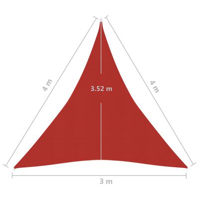 vidaXL Toldo de vela HDPE rojo 160 g/m² 3x4x4 m