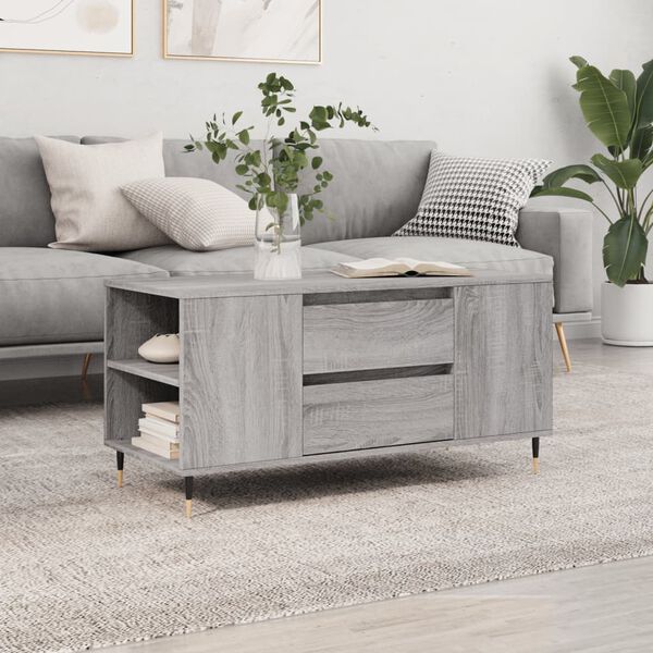 vidaXL Mesa de centro madera de ingenier&iacute;a gris Sonoma 102x44,5x50 cm