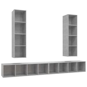 vidaXL Muebles de sal&oacute;n de pared 4 pzs madera ingenier&iacute;a gris hormig&oacute;n