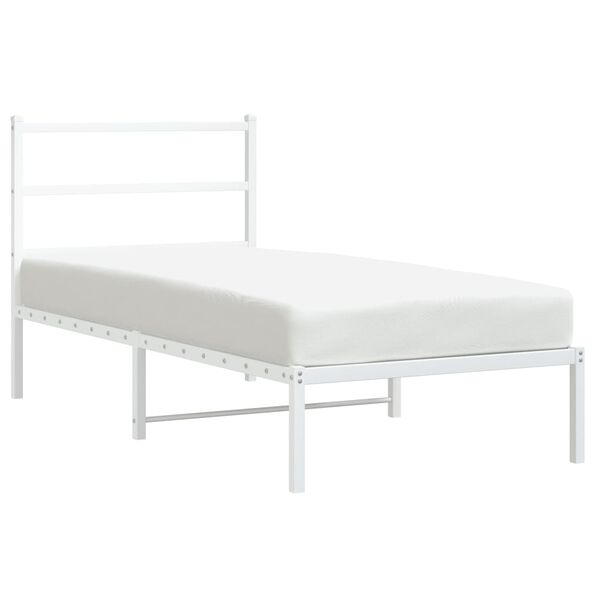 vidaXL Estructura cama sin colch&oacute;n con cabecero metal blanco 90x190 cm