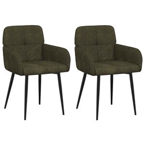 vidaXL Sillas de comedor 2 uds. Cuero de Suede Sint&eacute;tico Verde militar