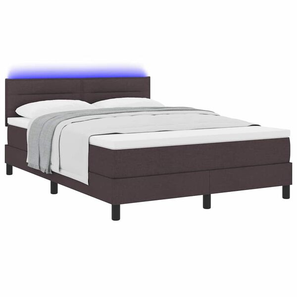vidaXL Cama tipo Box Spring con LED Marr&oacute;n Oscuro 140 x 190 cm tela